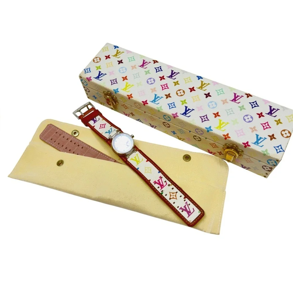 Louis Vuitton Takashi Murakami Tambour Watch Monogram‎ Multicolore White